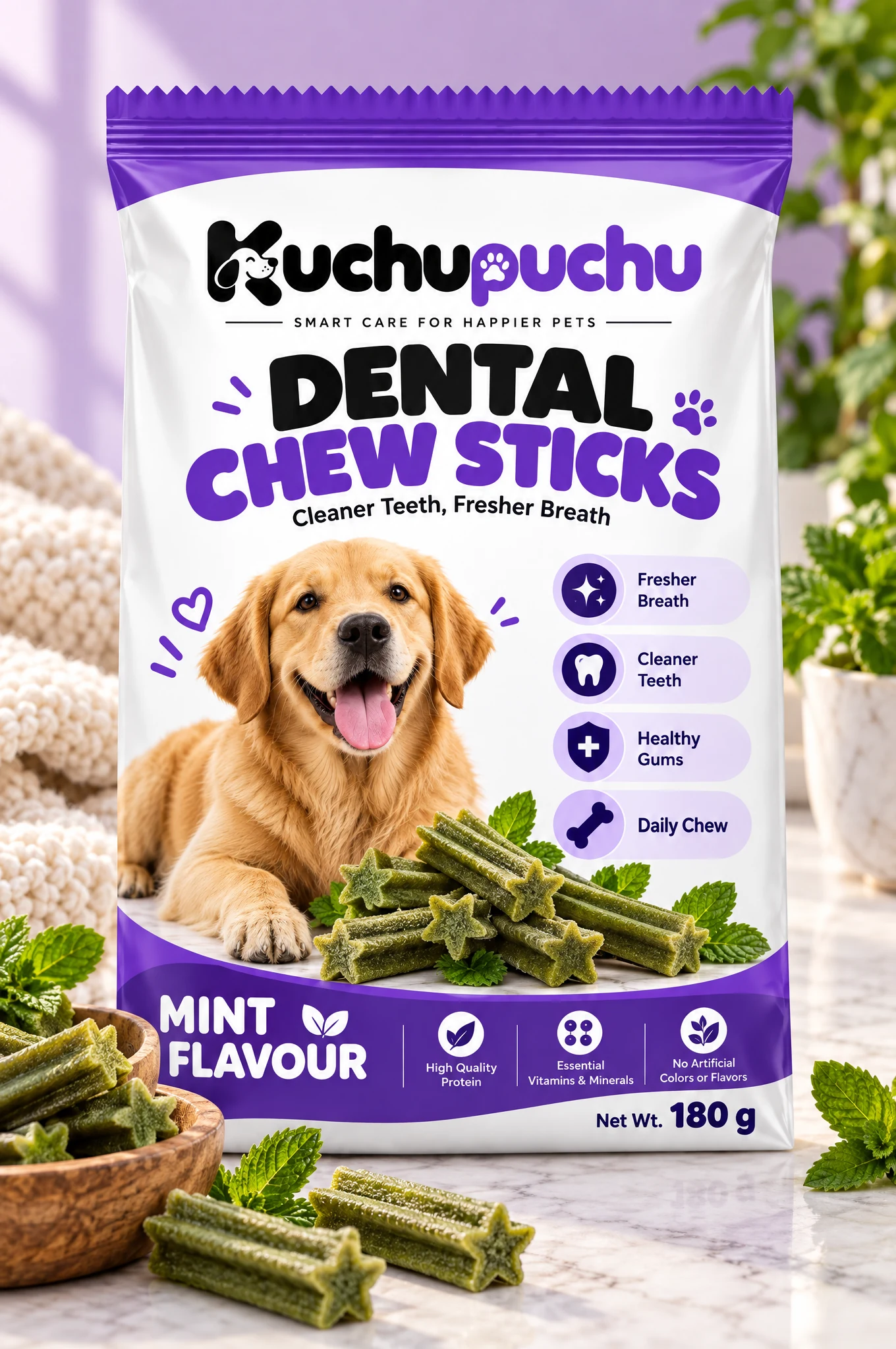 Kuchupuchu Dental Chew Sticks - 180 g