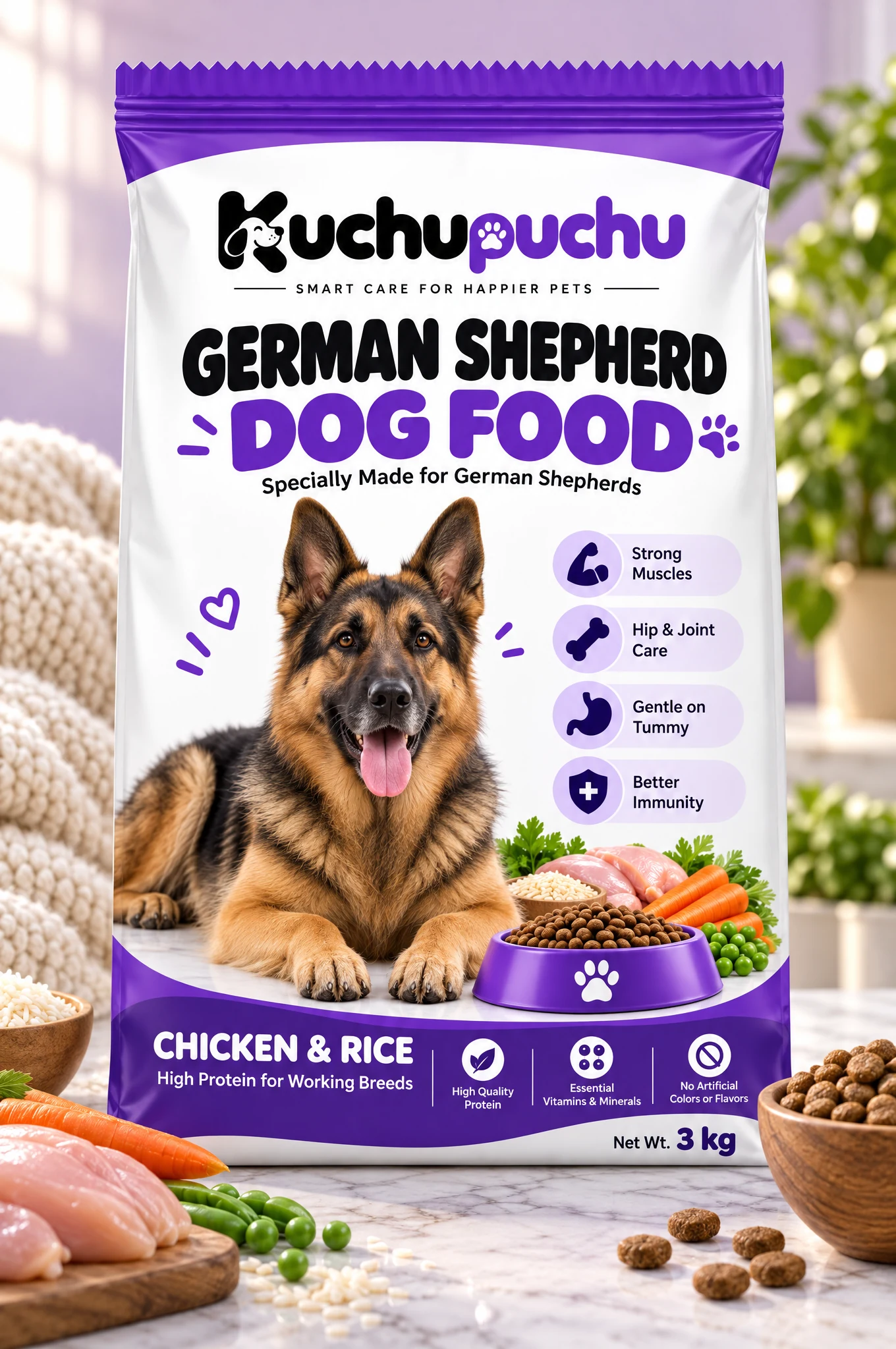 Kuchupuchu German Shepherd Dog Food - Chicken & Rice 3 kg