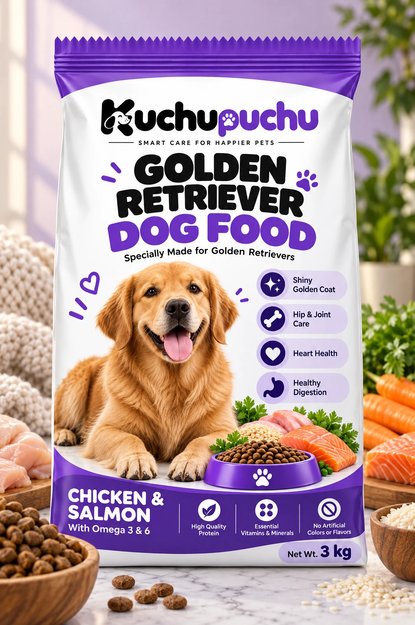 Kuchupuchu Golden Retriever Dog Food - Chicken & Salmon 3 kg