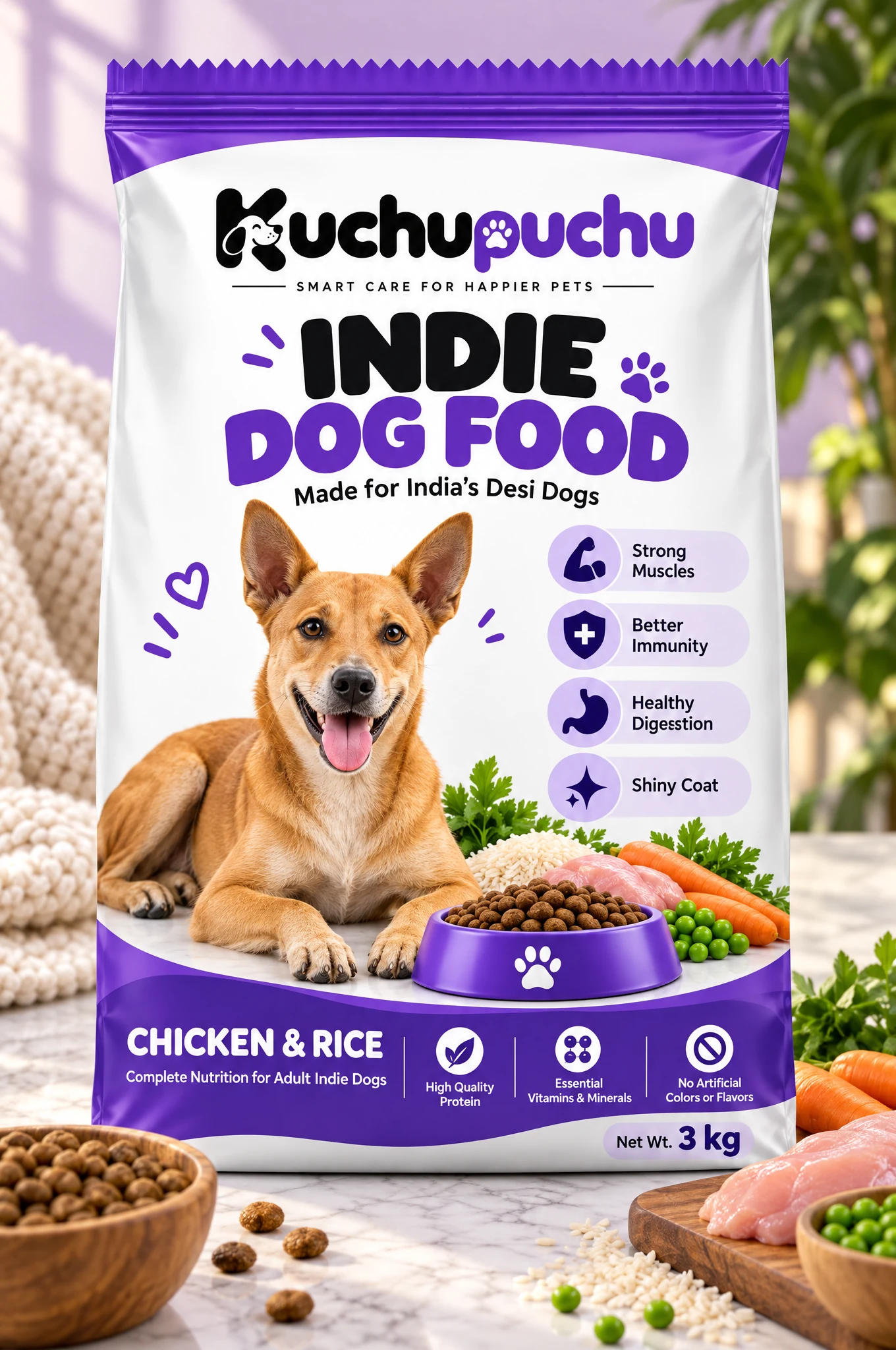 Kuchupuchu Indie Dog Food - Chicken & Rice 3 kg