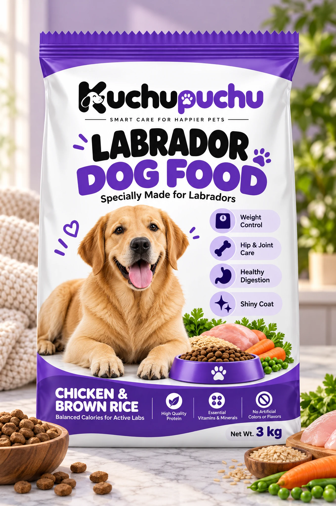 Kuchupuchu Labrador Dog Food - Chicken & Brown Rice 3 kg