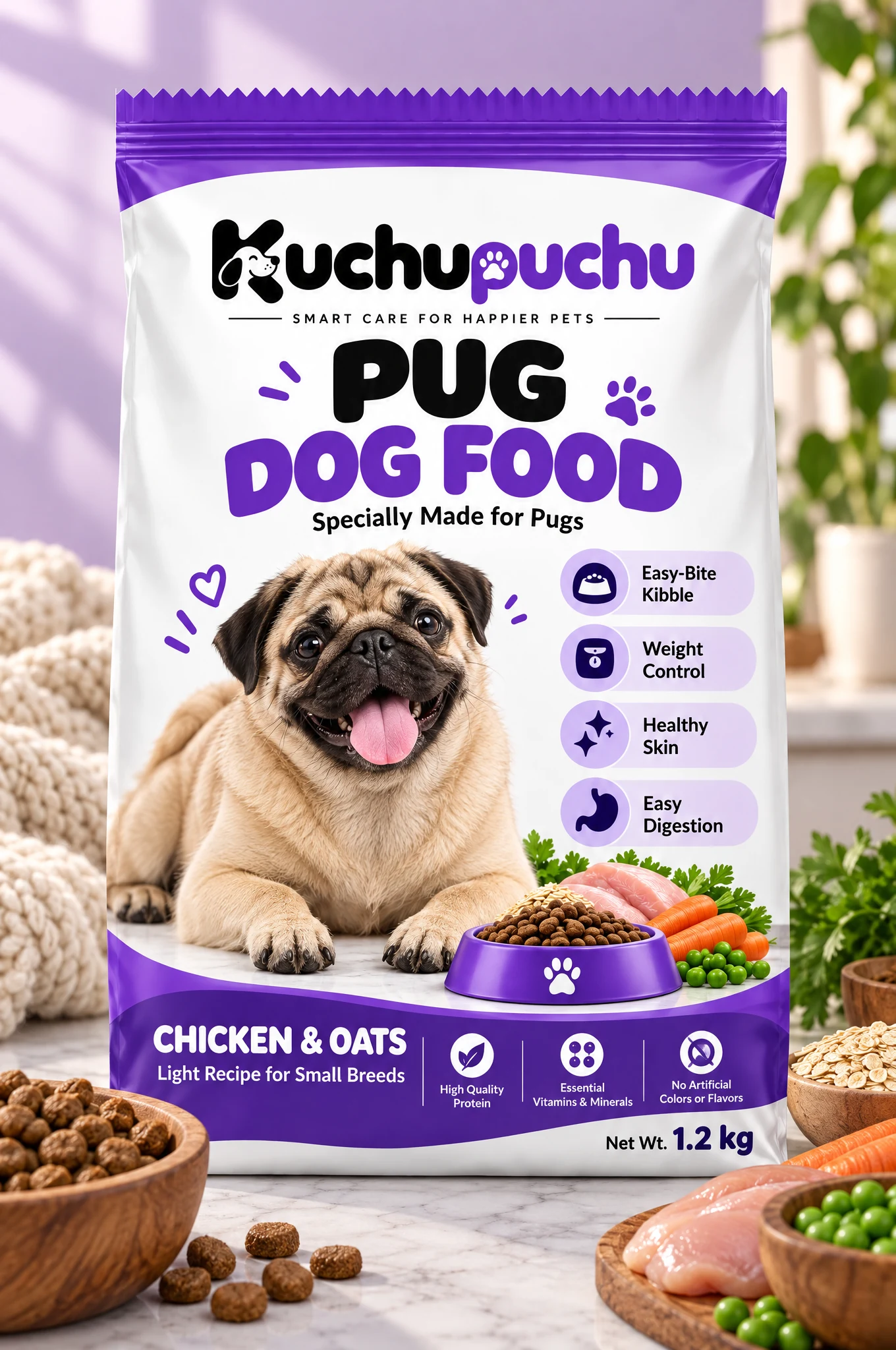 Kuchupuchu Pug Dog Food - Chicken & Oats 1.2 kg