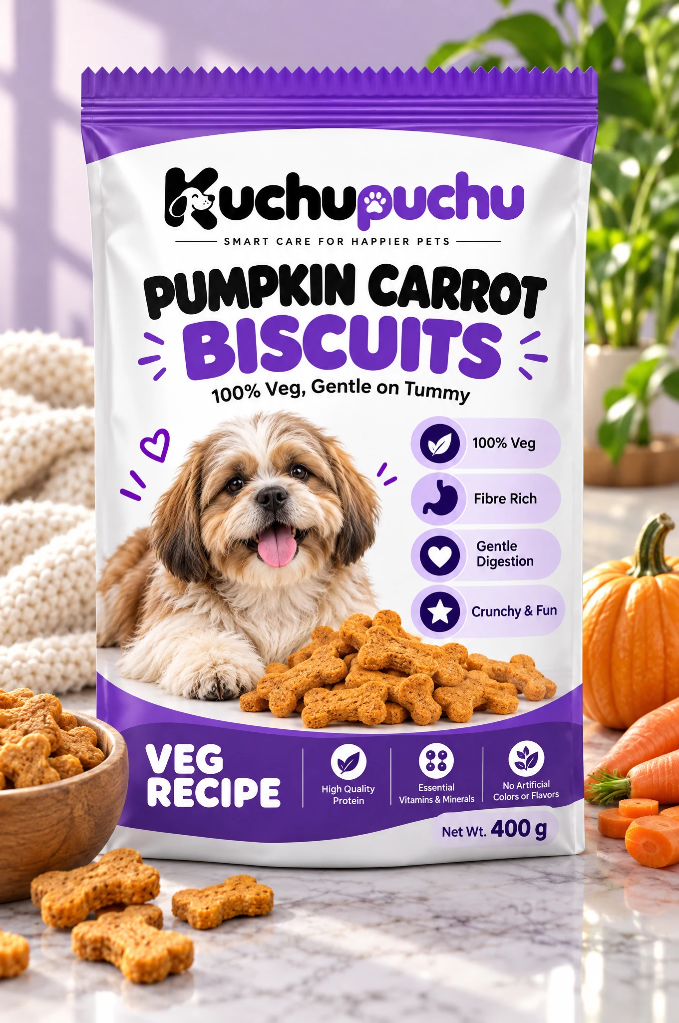 Kuchupuchu Pumpkin Carrot Biscuits - 400 g