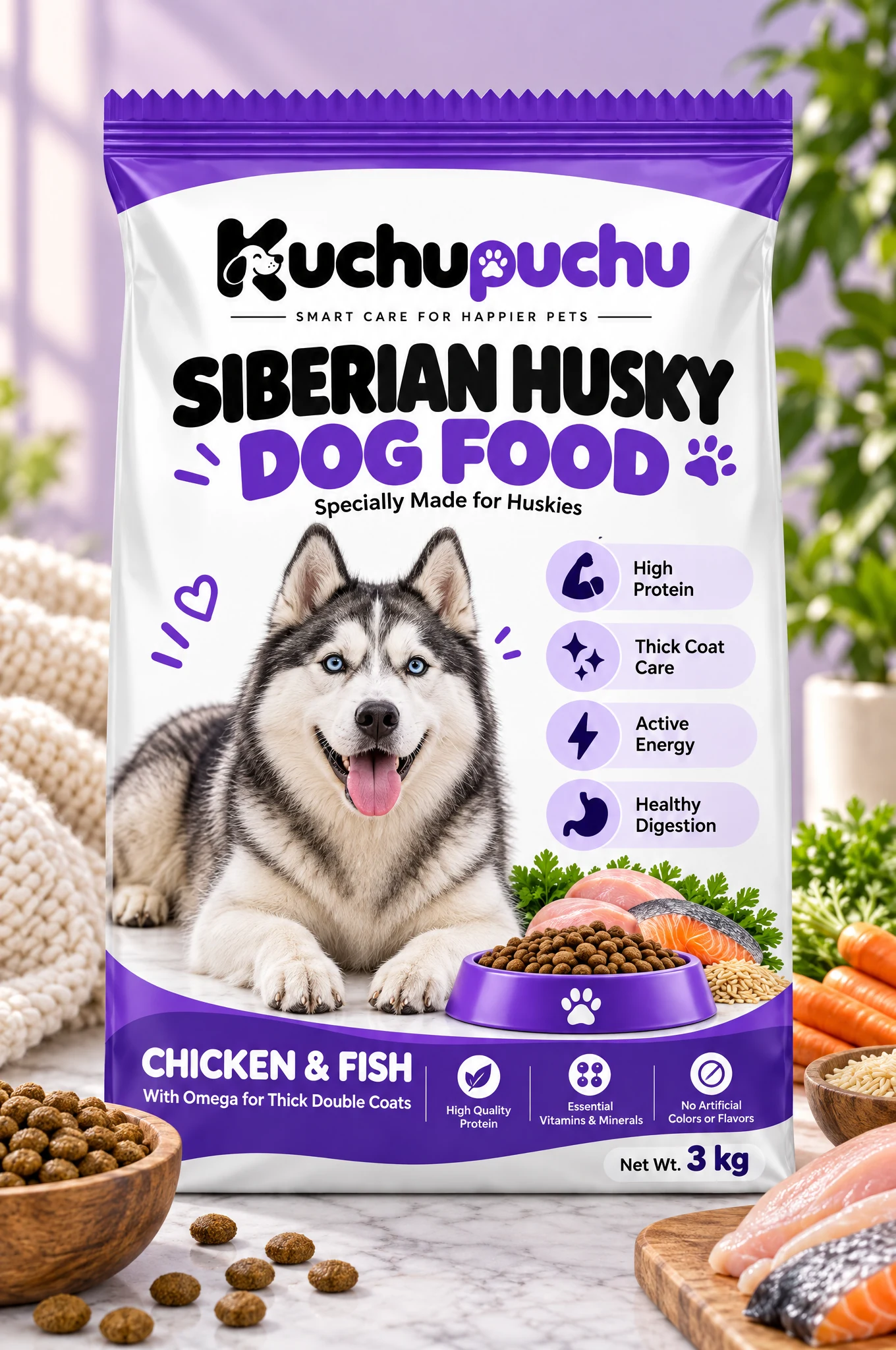 Kuchupuchu Siberian Husky Dog Food - Chicken & Fish 3 kg