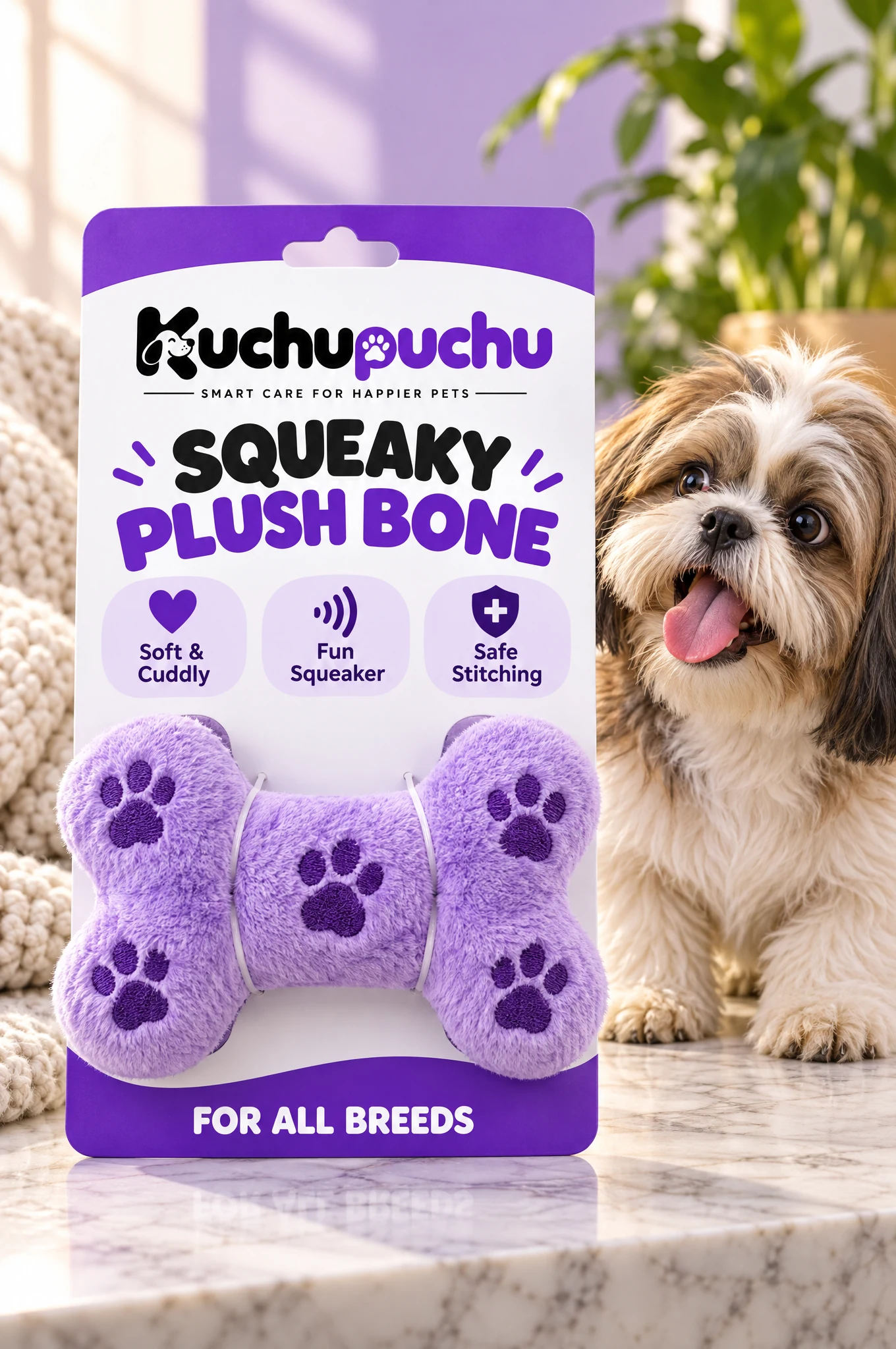 Kuchupuchu Squeaky Plush Bone